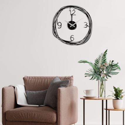 Väggklocka 48 cm 1xAA svart