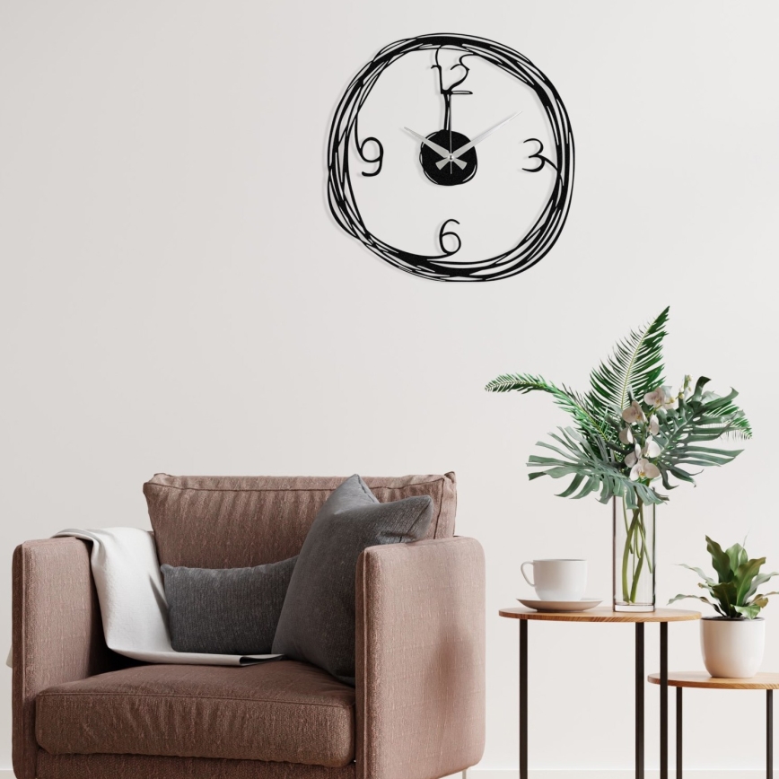 Väggklocka 48 cm 1xAA svart