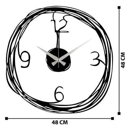 Väggklocka 48 cm 1xAA svart