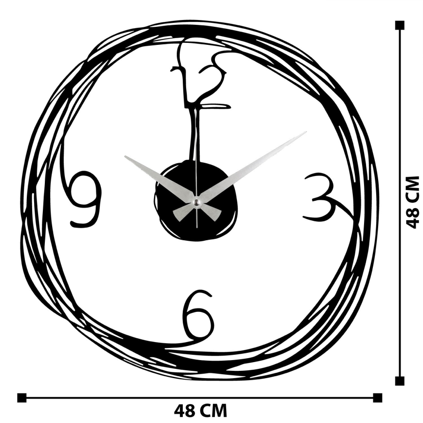 Väggklocka 48 cm 1xAA svart