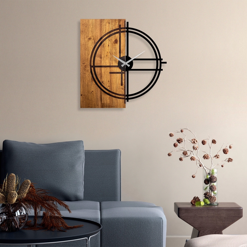 Väggklocka 58x56 cm 1xAA trä/metall