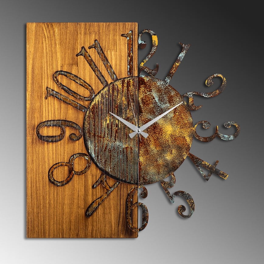 Väggklocka 58x58 cm 1xAA trä/metall