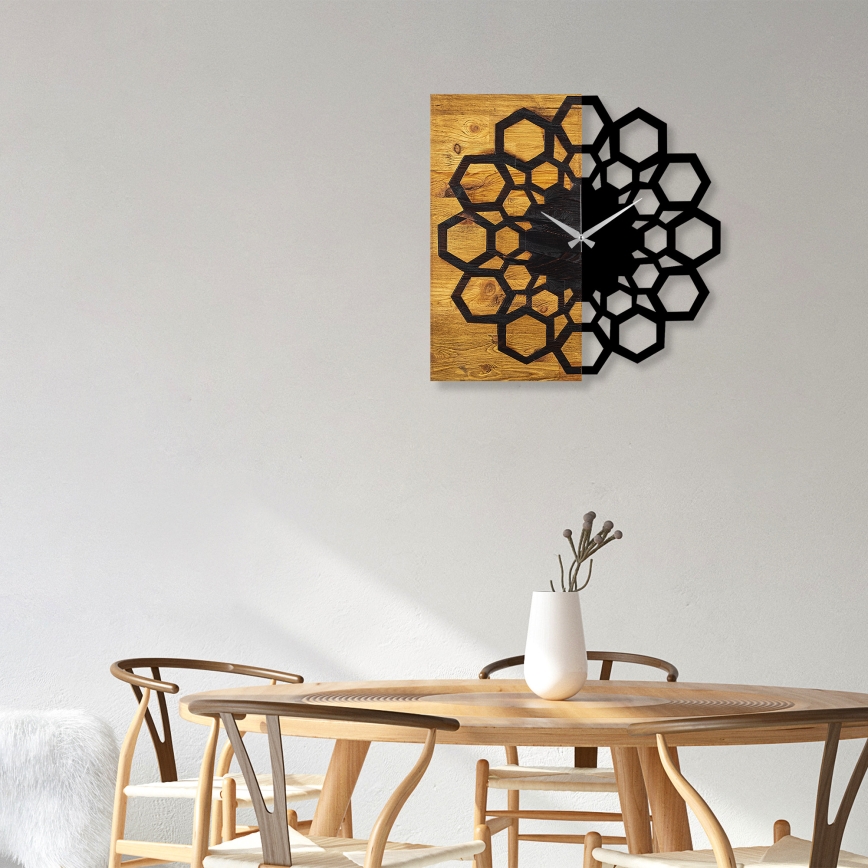 Väggklocka 58x58 cm 1xAA trä/metall