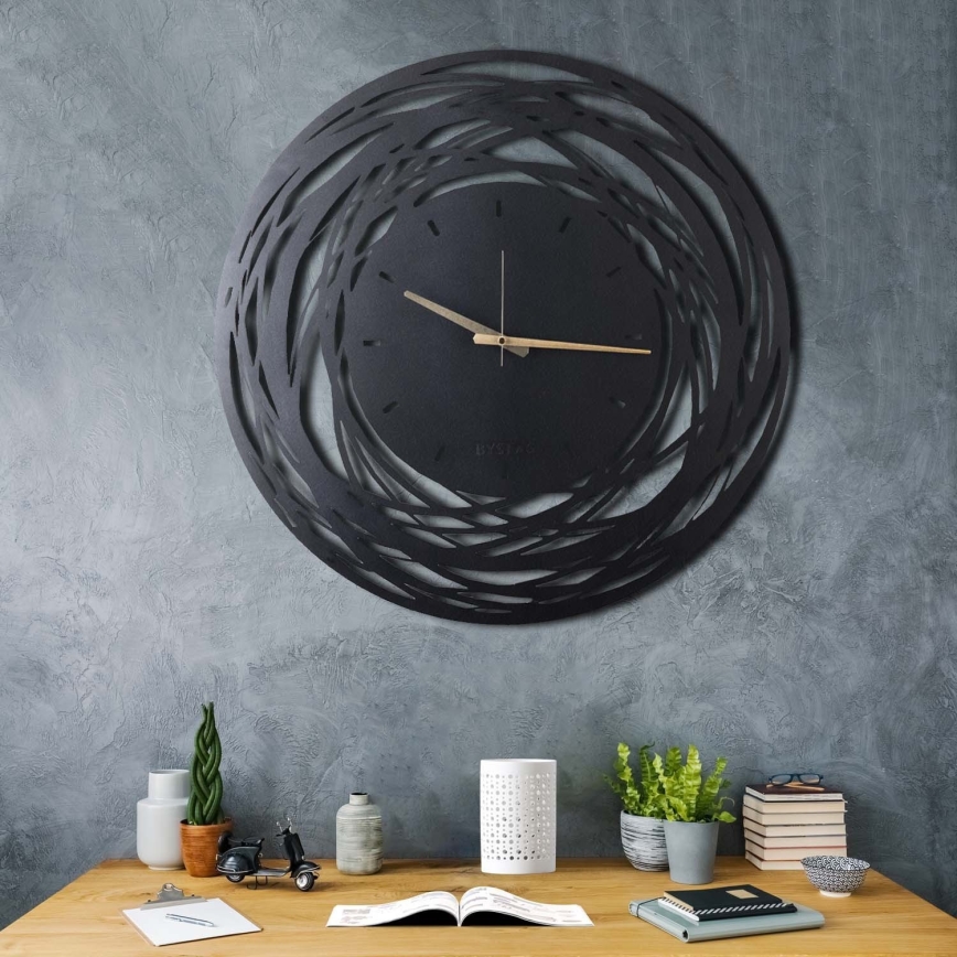 Väggklocka 70 cm 1xAA svart/guld