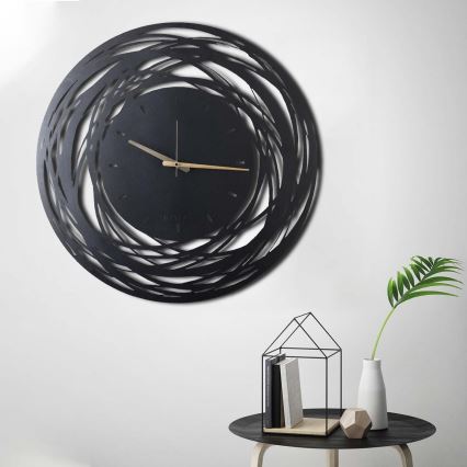 Väggklocka 70 cm 1xAA svart/guld