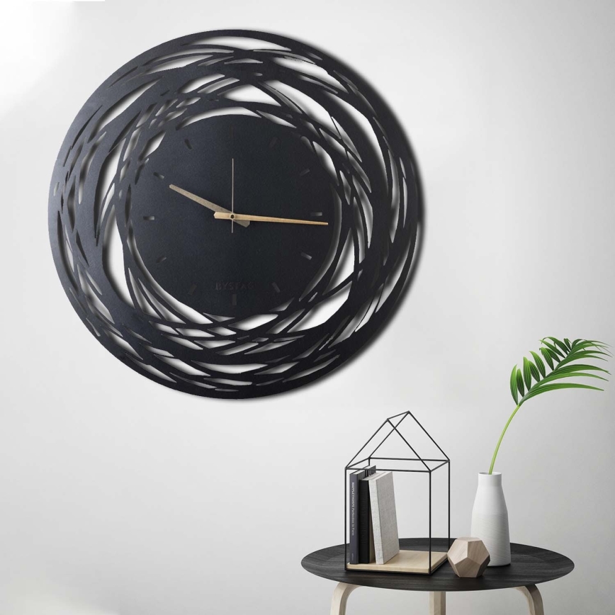 Väggklocka 70 cm 1xAA svart/guld