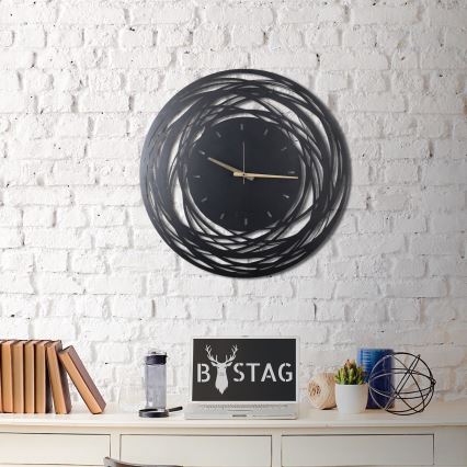 Väggklocka 70 cm 1xAA svart/guld