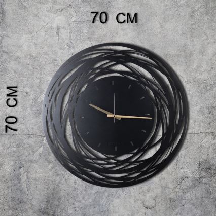 Väggklocka 70 cm 1xAA svart/guld