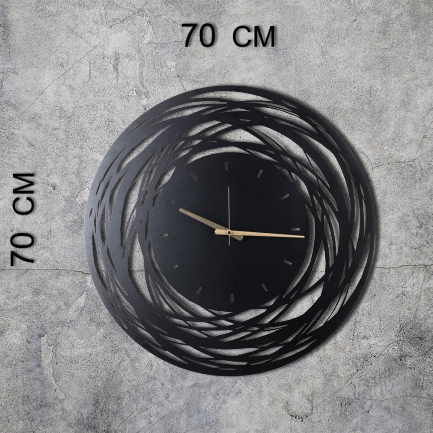 Väggklocka 70 cm 1xAA svart/guld