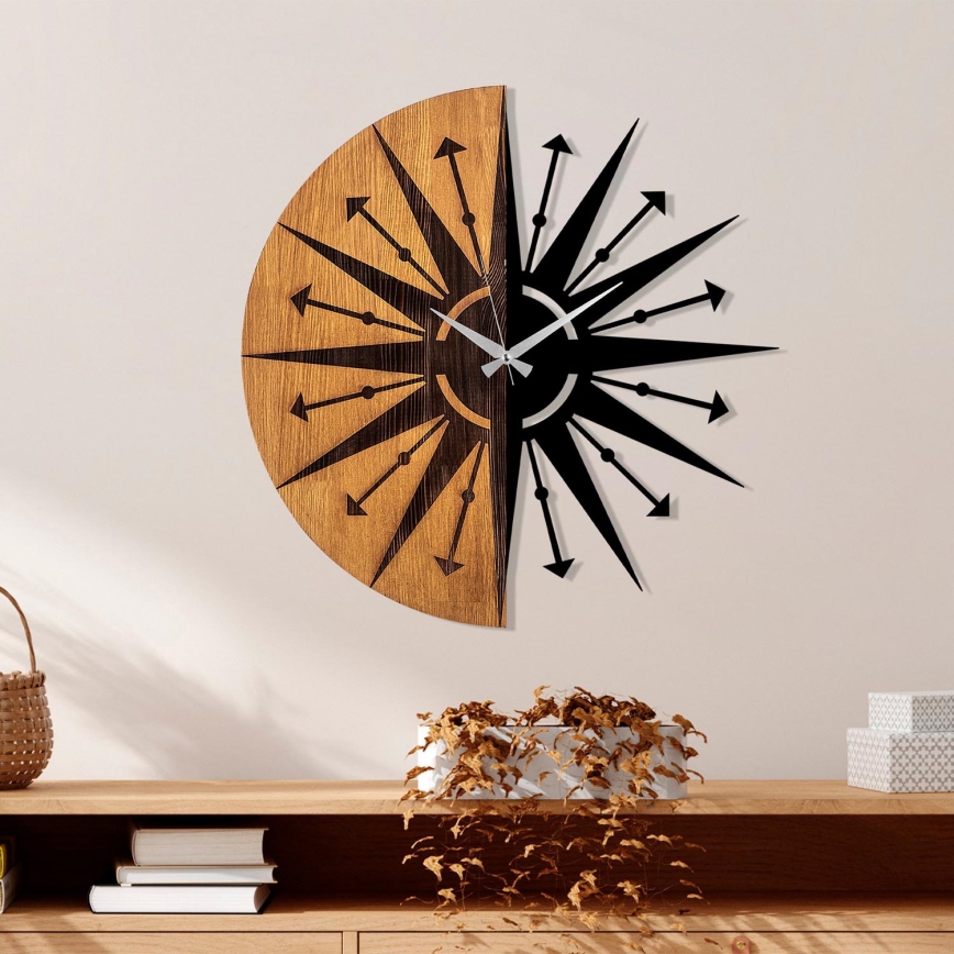 Väggklocka diameter 56 cm 1xAA trä/metall