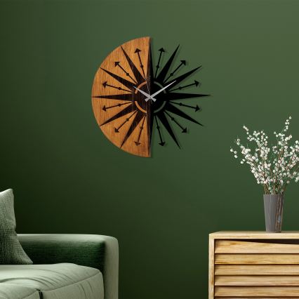 Väggklocka diameter 56 cm 1xAA trä/metall