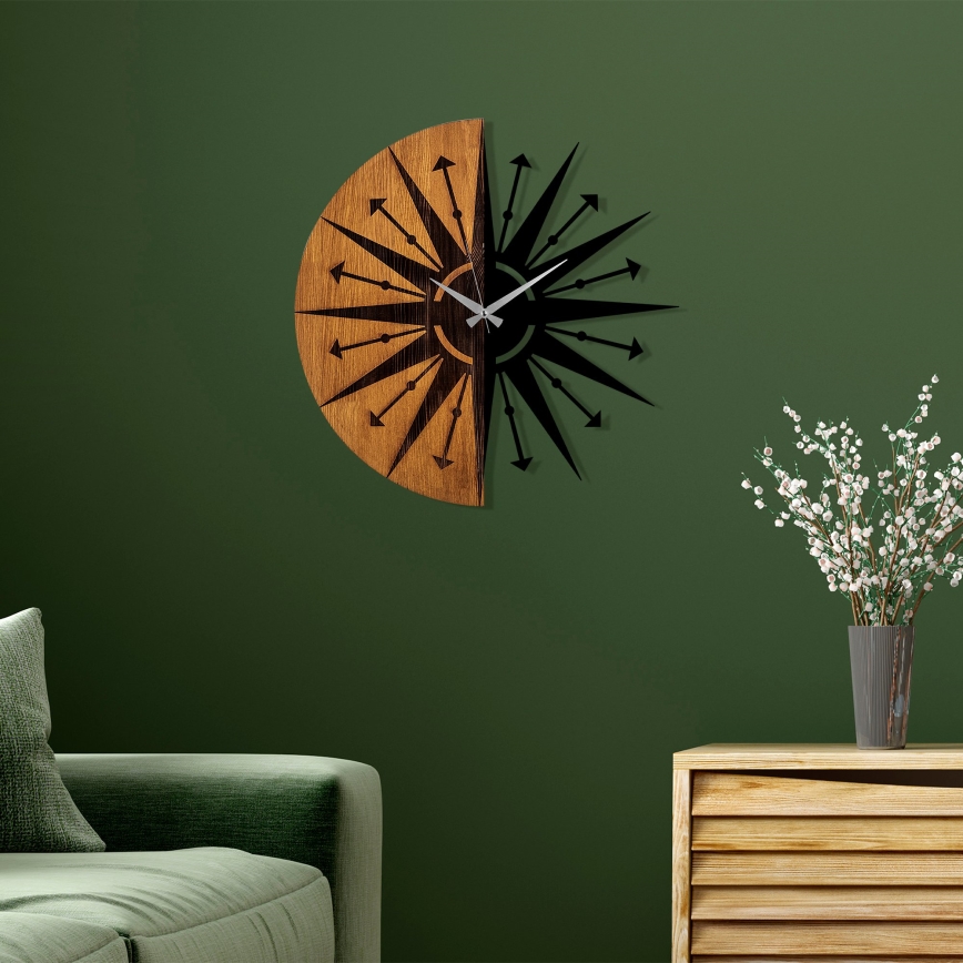 Väggklocka diameter 56 cm 1xAA trä/metall