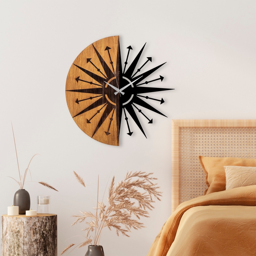 Väggklocka diameter 56 cm 1xAA trä/metall