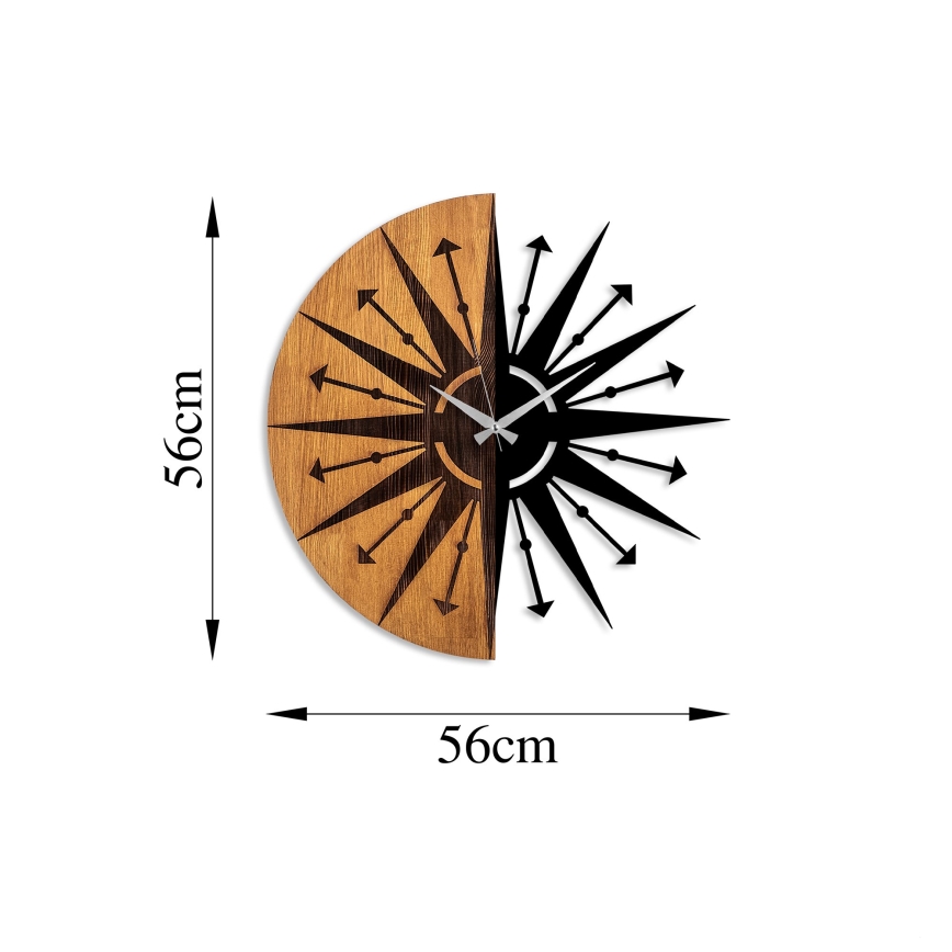 Väggklocka diameter 56 cm 1xAA trä/metall