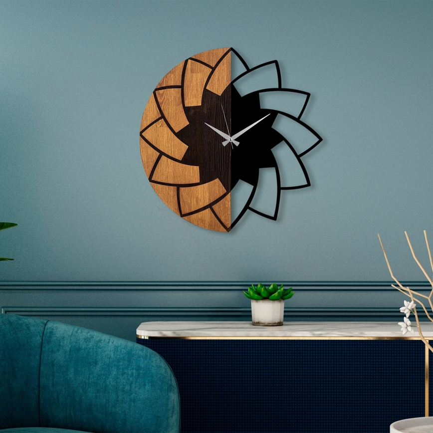 Väggklocka diameter 56 cm 1xAA trä/metall