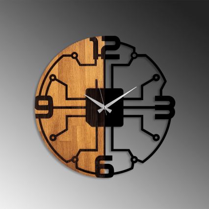 Väggklocka diameter 56 cm 1xAA trä/metall