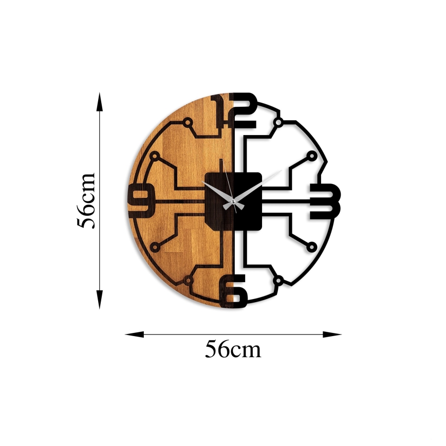 Väggklocka diameter 56 cm 1xAA trä/metall