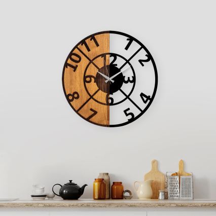 Väggklocka diameter 56 cm 1xAA trä/metall