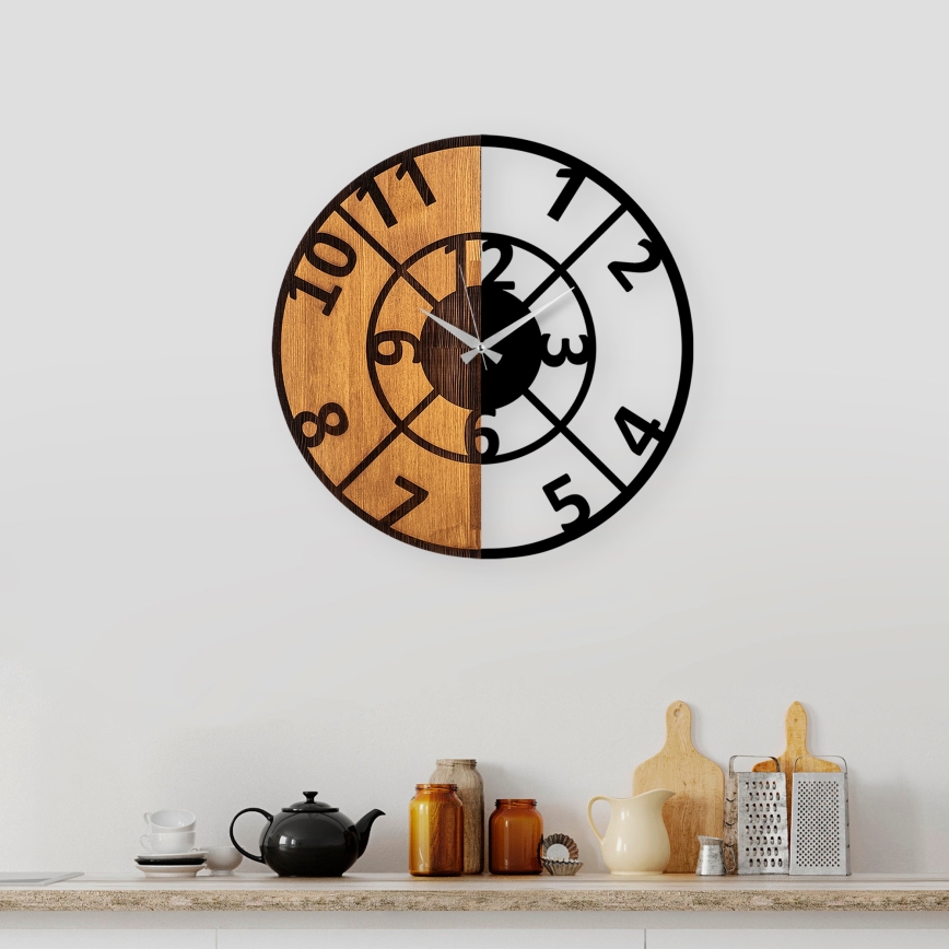 Väggklocka diameter 56 cm 1xAA trä/metall