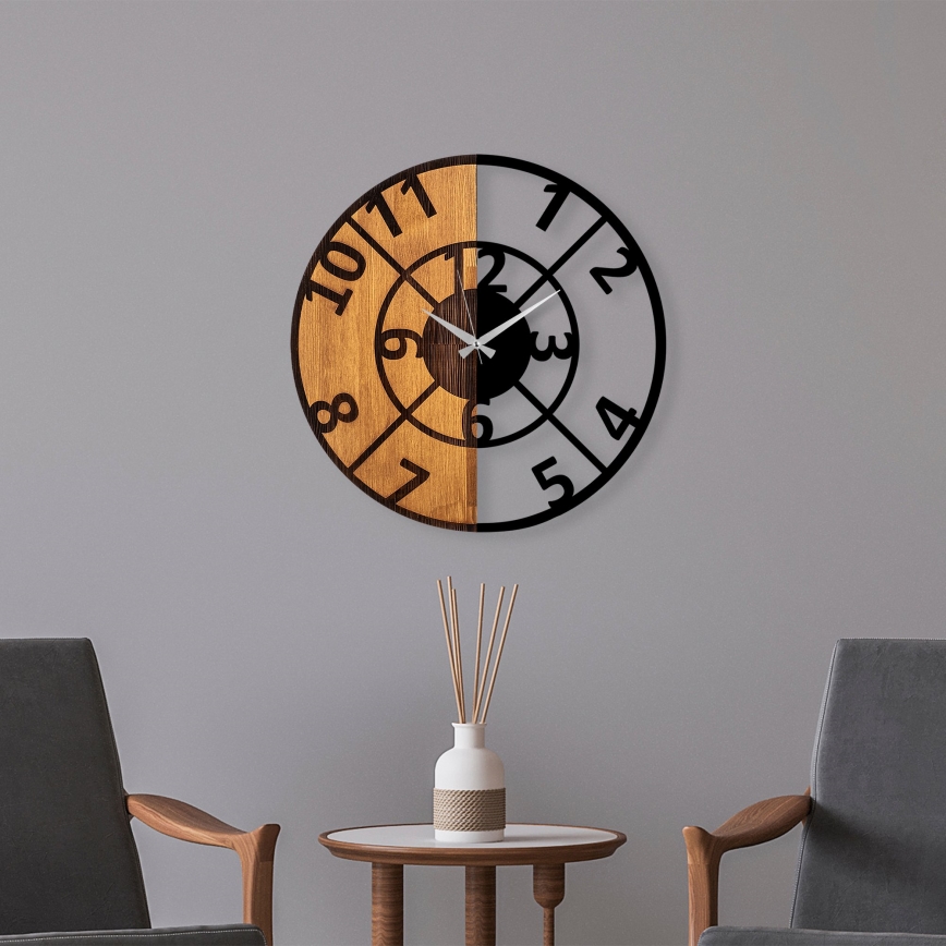 Väggklocka diameter 56 cm 1xAA trä/metall