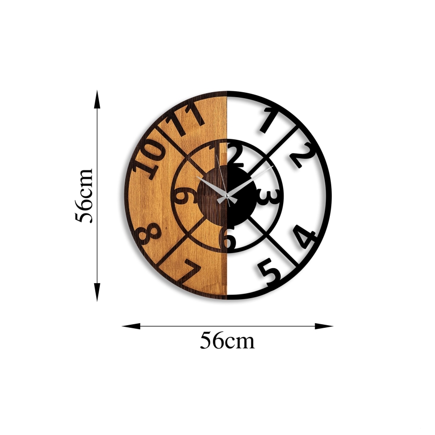 Väggklocka diameter 56 cm 1xAA trä/metall