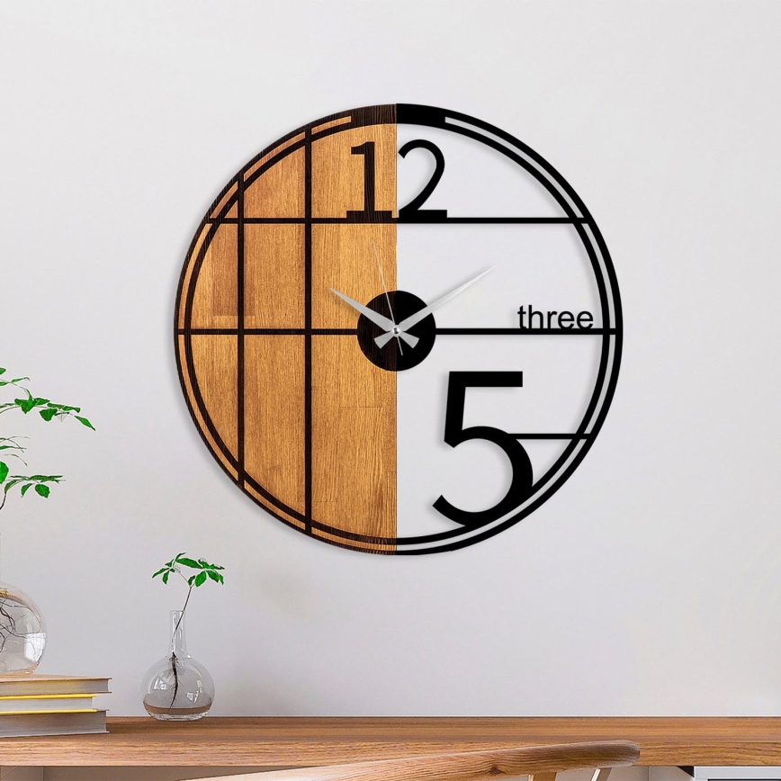 Väggklocka diameter 56 cm 1xAA trä/metall