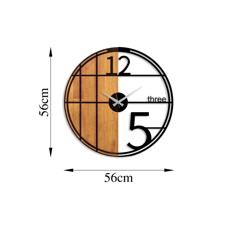 Väggklocka diameter 56 cm 1xAA trä/metall