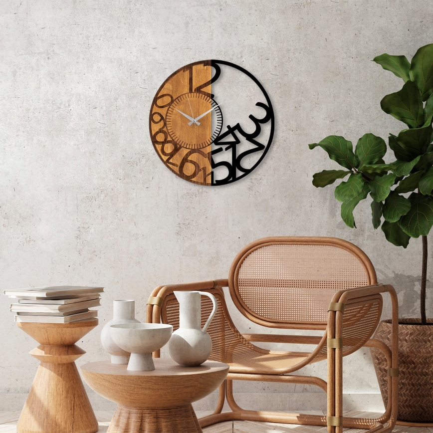 Väggklocka diameter 56 cm 1xAA trä/metall
