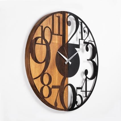Väggklocka diameter 56 cm 1xAA trä/metall