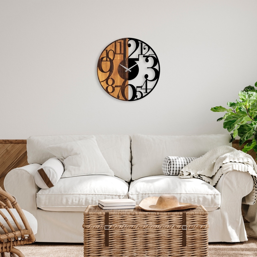 Väggklocka diameter 56 cm 1xAA trä/metall