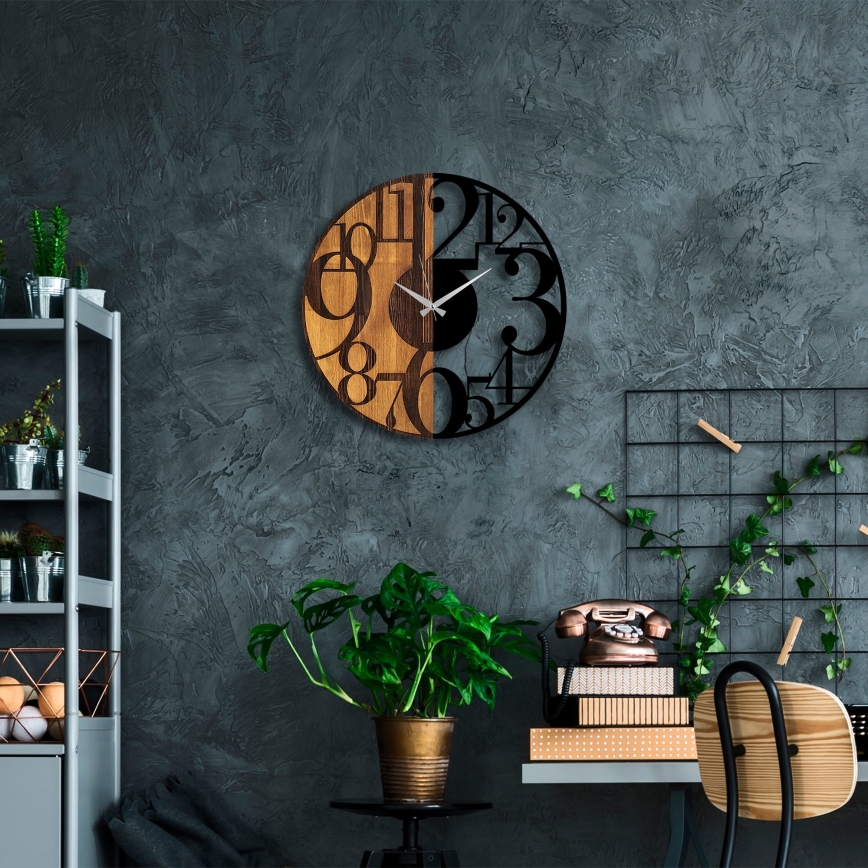 Väggklocka diameter 56 cm 1xAA trä/metall