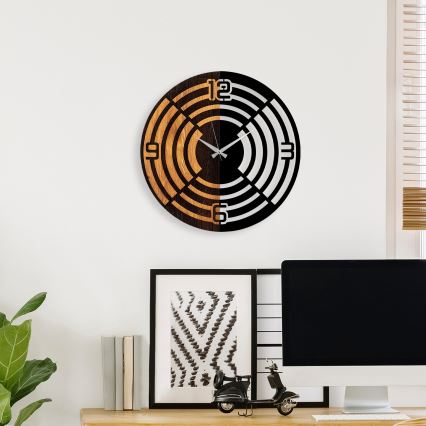 Väggklocka diameter 56 cm 1xAA trä/metall