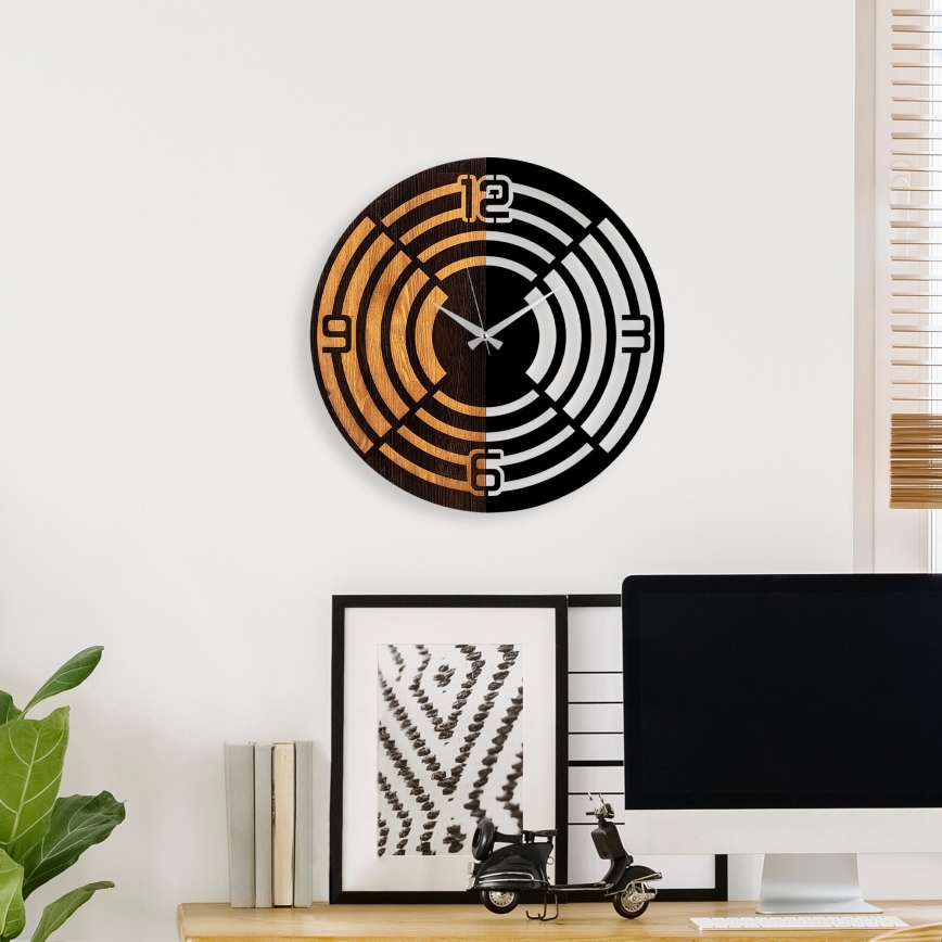 Väggklocka diameter 56 cm 1xAA trä/metall