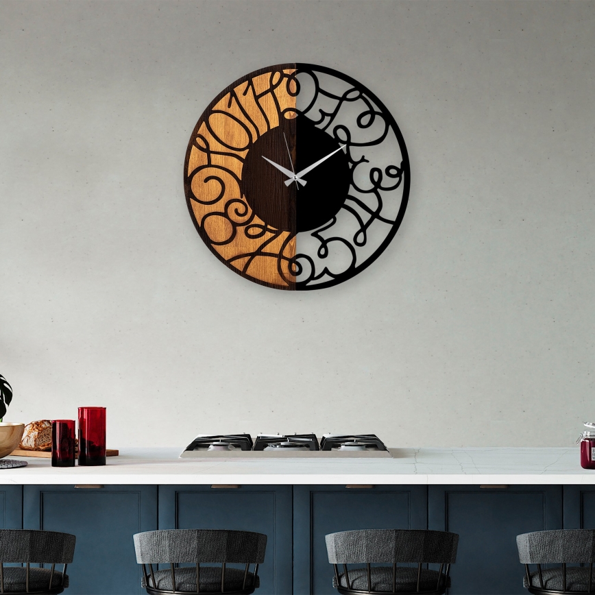 Väggklocka diameter 56 cm 1xAA trä/metall