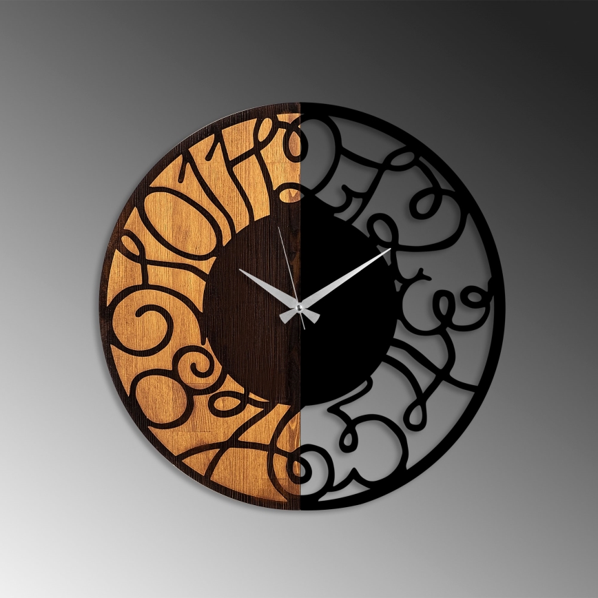 Väggklocka diameter 56 cm 1xAA trä/metall