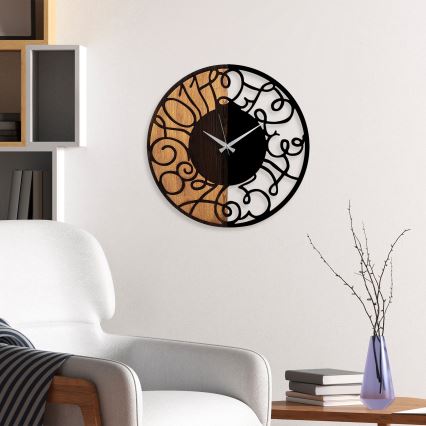 Väggklocka diameter 56 cm 1xAA trä/metall
