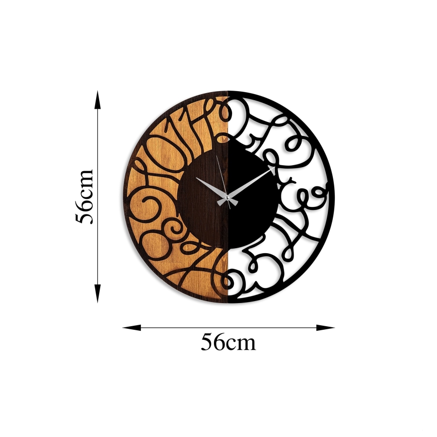 Väggklocka diameter 56 cm 1xAA trä/metall