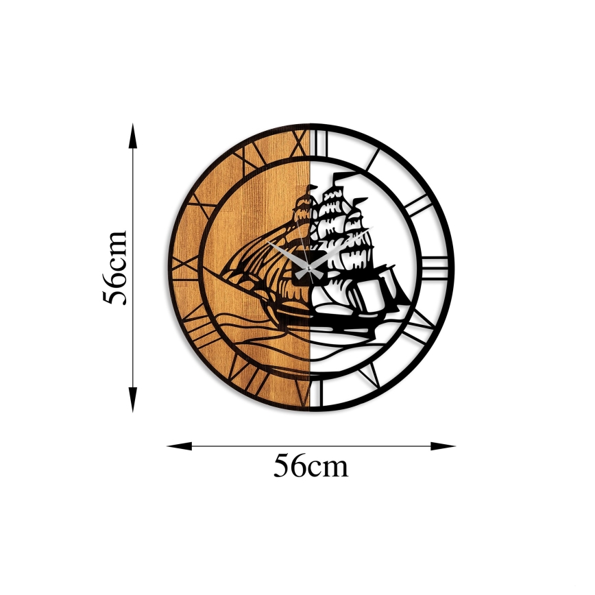 Väggklocka diameter 56 cm 1xAA trä/metall