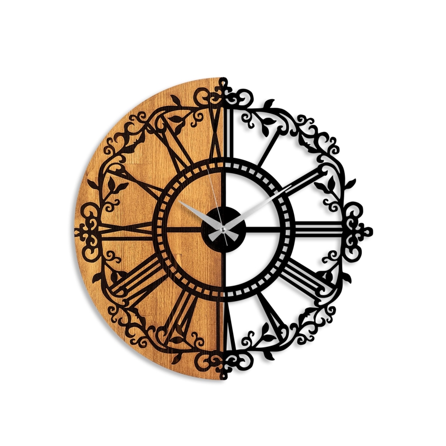 Väggklocka diameter 56 cm 1xAA trä/metall