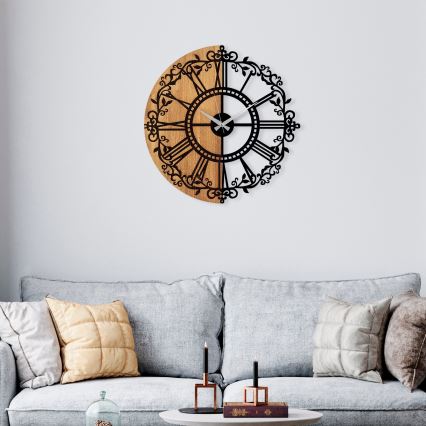 Väggklocka diameter 56 cm 1xAA trä/metall