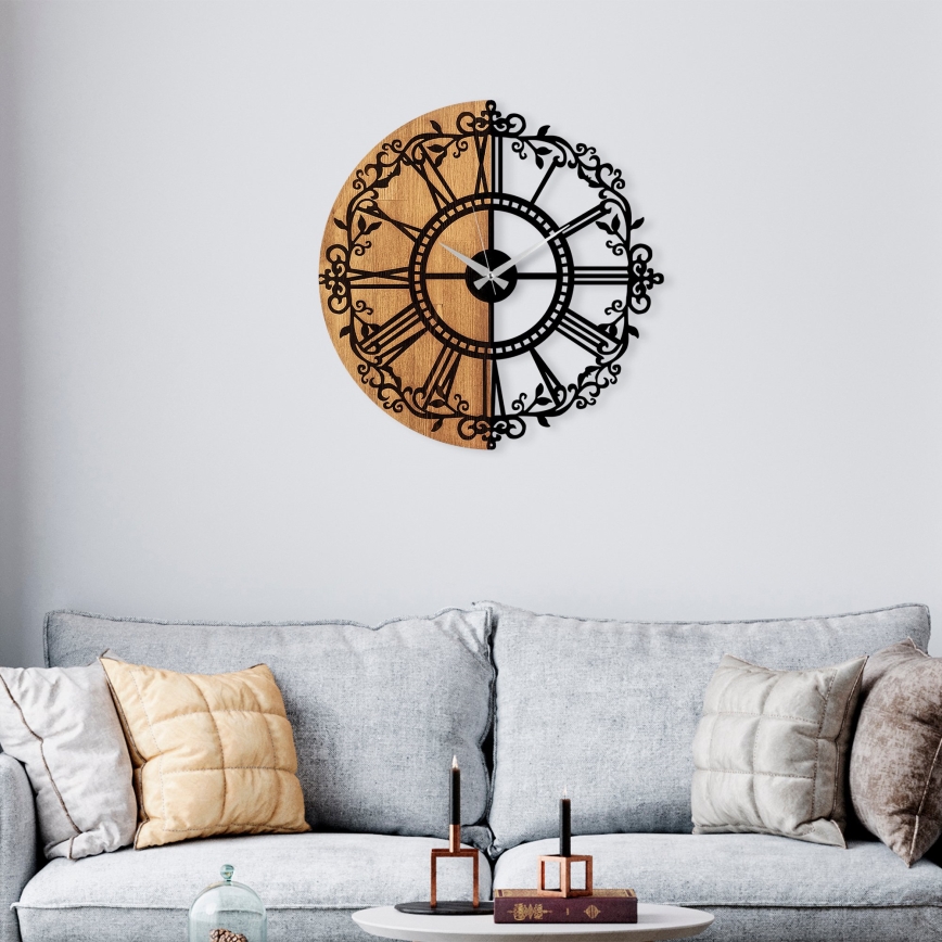 Väggklocka diameter 56 cm 1xAA trä/metall