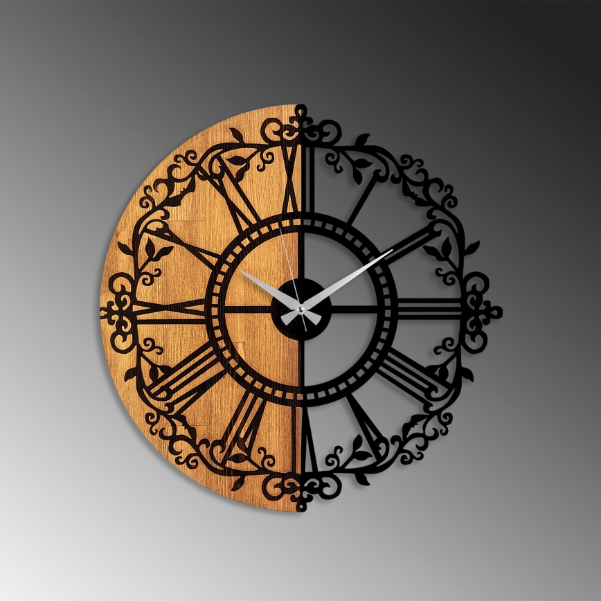 Väggklocka diameter 56 cm 1xAA trä/metall