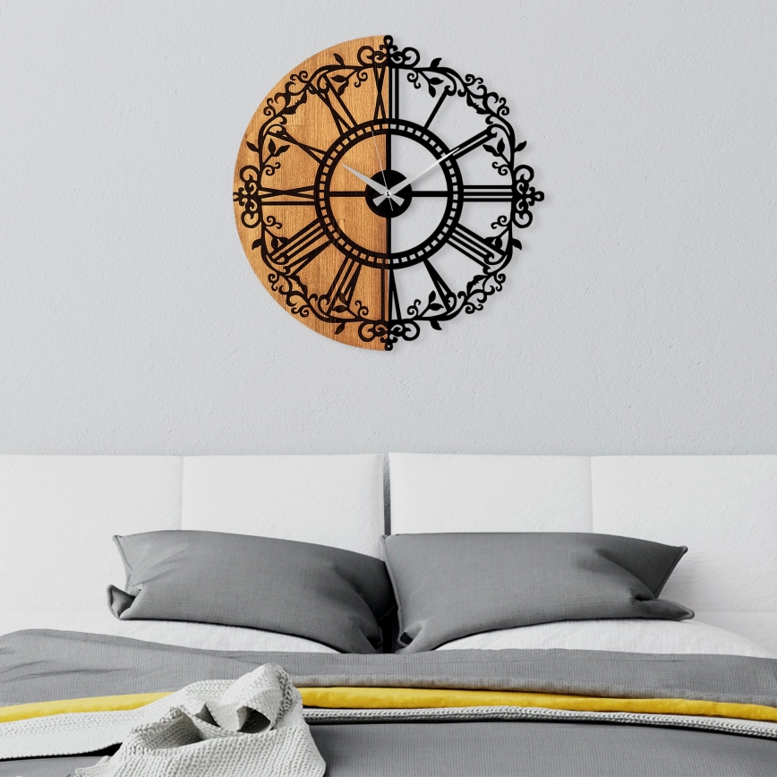 Väggklocka diameter 56 cm 1xAA trä/metall