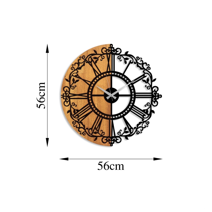 Väggklocka diameter 56 cm 1xAA trä/metall