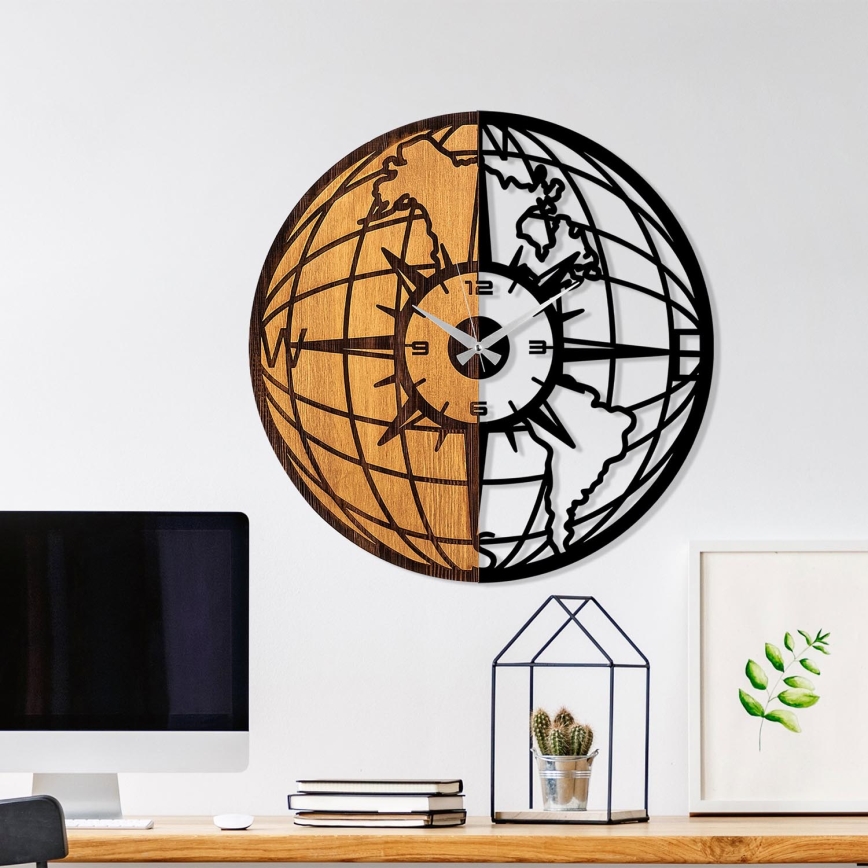 Väggklocka diameter 56 cm 1xAA trä/metall