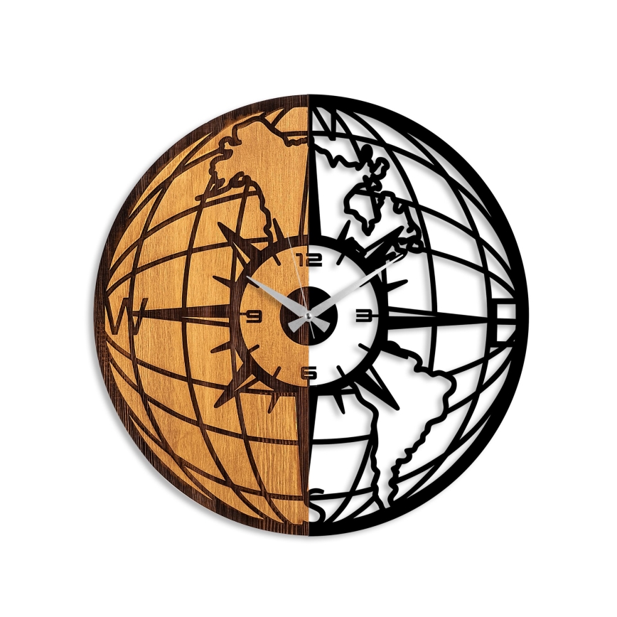 Väggklocka diameter 56 cm 1xAA trä/metall
