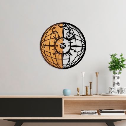 Väggklocka diameter 56 cm 1xAA trä/metall