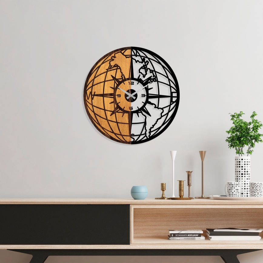 Väggklocka diameter 56 cm 1xAA trä/metall