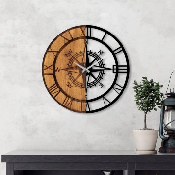 Väggklocka diameter 56 cm 1xAA trä/metall