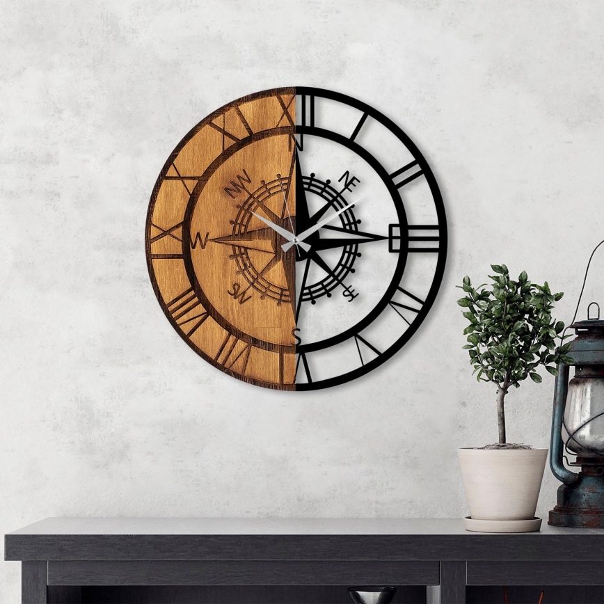 Väggklocka diameter 56 cm 1xAA trä/metall